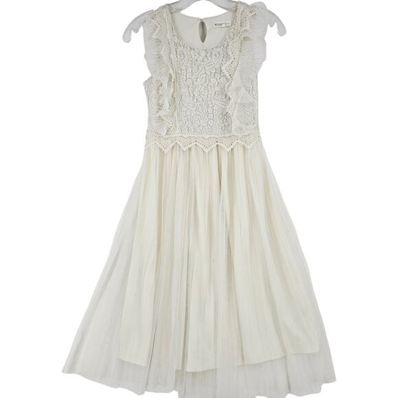 Nannette White Lace & Ruffle Layered Sleeveless Party Dress Girl Size 12 3707 - Picture 1 of 9